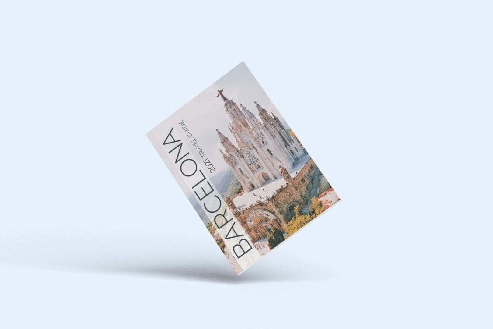 Barcelona travel guide psd mockup.